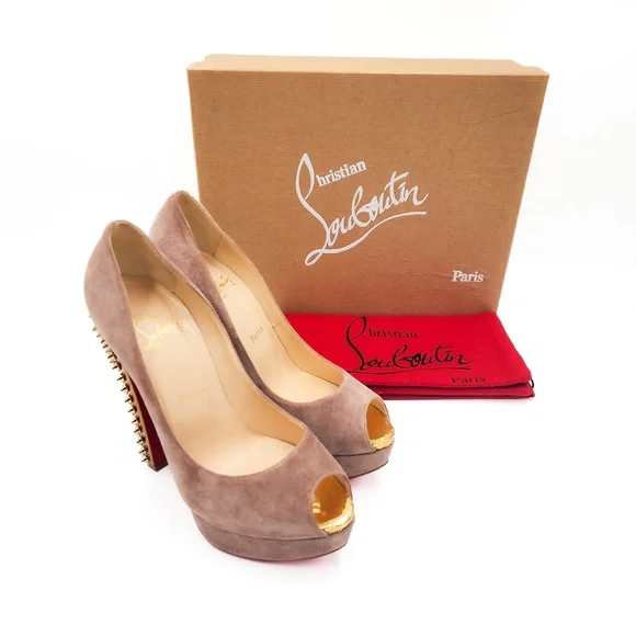Christian Louboutin Babel Clou Spiked Platform Peep-Toe Pumps Heels EU 37.5 - Picture 9 of 9